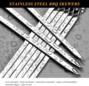 Metal Skewers for Grilling, 50 Pack 14.8" Kabob Skewers, Flat BBQ Barbecue Skewer