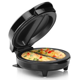 Stainless Steel 2 Section Omelet & Frittata Maker, Non Stick Coating, Easy To Clean, Indicator Lights, Compact Storage
