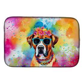 Boxer Hippie Dawg Dish Drying Mat Absorbent Dish Drying Mat Pad for Kitchen Counter Dish Drainer Mat for Countertop, 14 x 21", Multicolor (Option: Default)