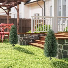 43.3 Inch Set Of 2 Artificial Cypress Topiary Tree, Indoor Outdoor UV Resistant Faux Plants With Ground Stake For Garden (Option: Green)